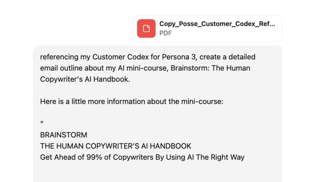 ai copywriting customer codex example