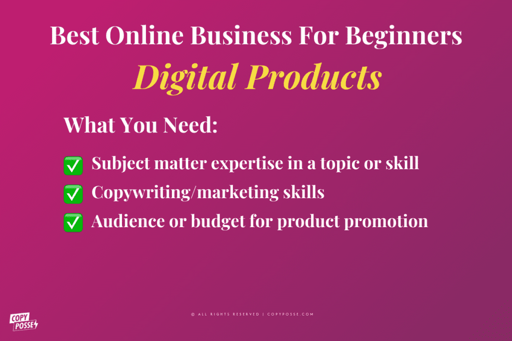 digital products side hustle what you need graphic