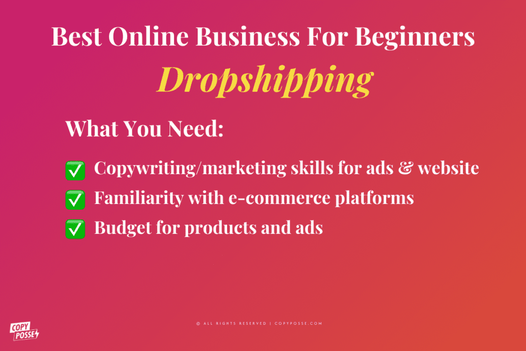 dropshipping side hustle what you need graphic