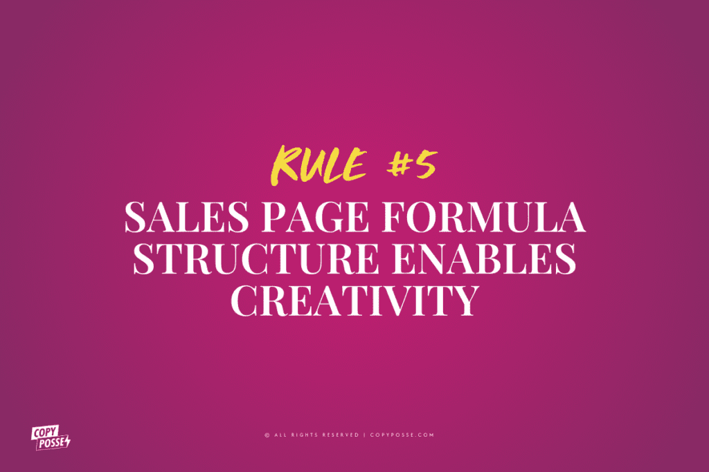 rule 5 sales page formula graphic