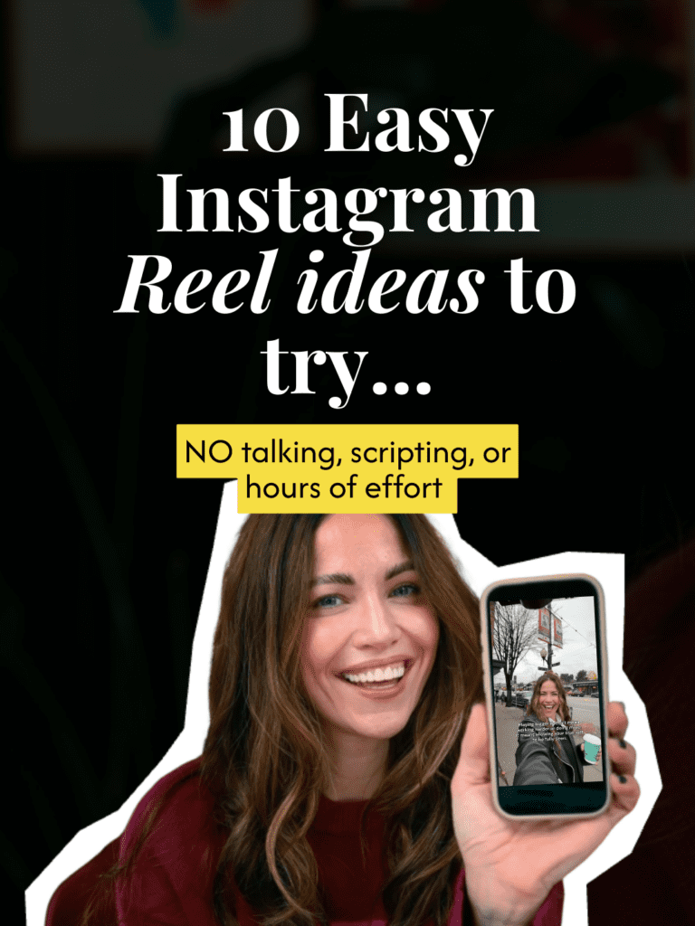 10 short videos for reels title graphic with woman holding phone
