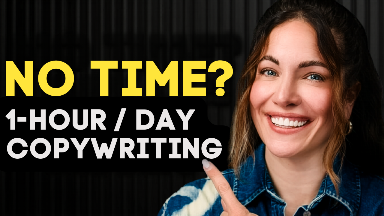 how to start copywriting method title with woman pointing
