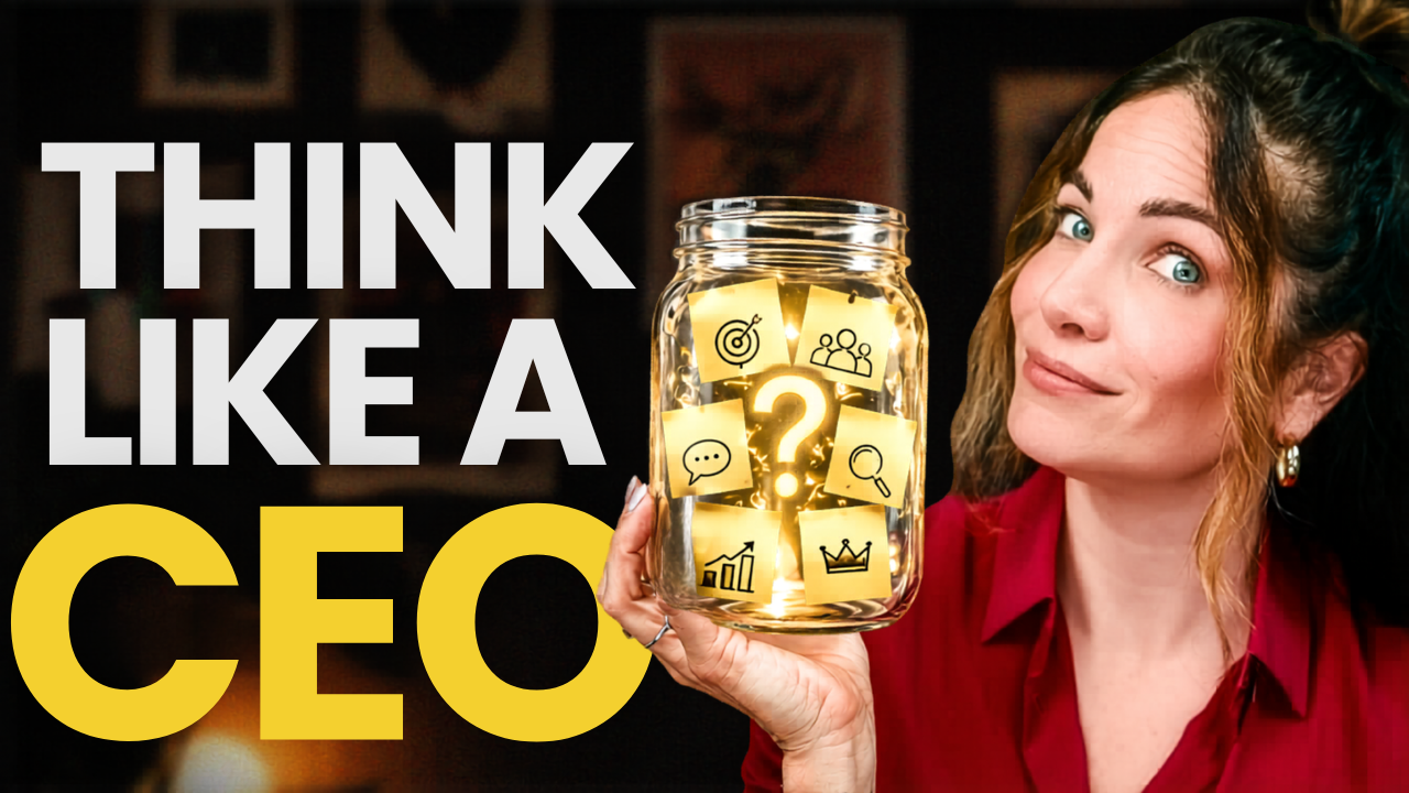 questions business owners should ask themselves think like a ceo text woman holding jar